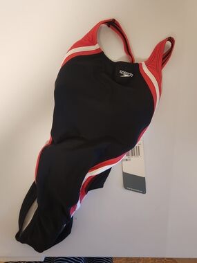 Speedo Black & Red Women's One-Piece Swimsuit - Speedo Size 0 (XS)